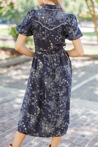 Smiles For Days Navy Midi Dress