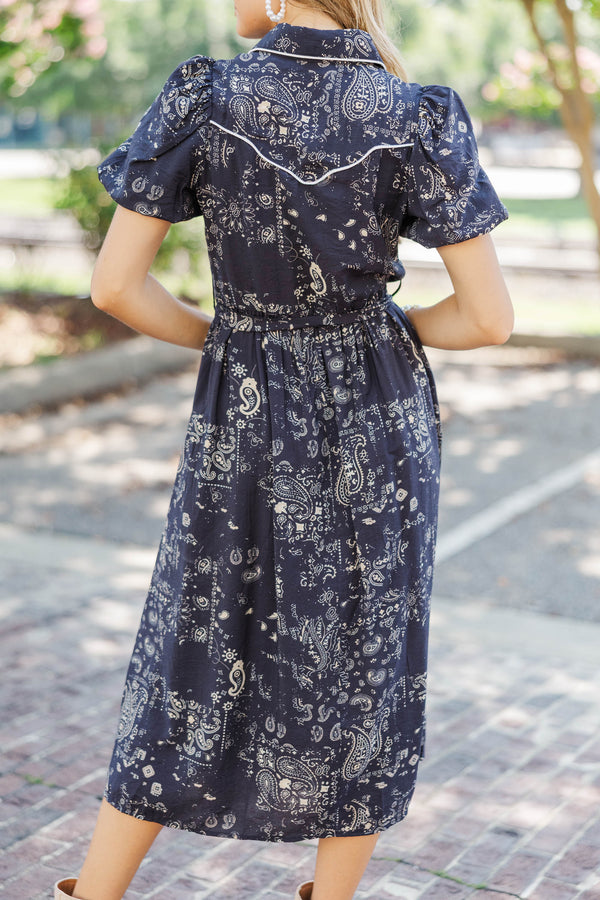Smiles For Days Navy Midi Dress
