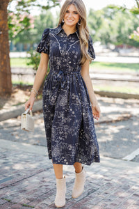 Smiles For Days Navy Midi Dress