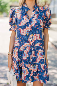 Soft Focus Navy Paisley Dress