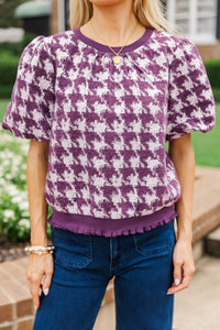 A Subtle Statement Plum Plaid Blouse