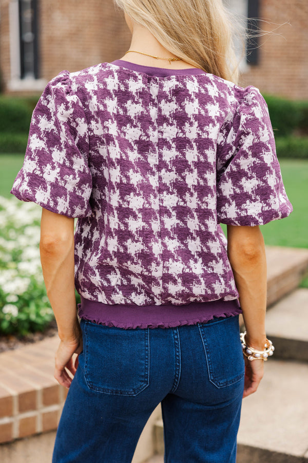 A Subtle Statement Plum Plaid Blouse