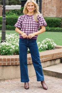 A Subtle Statement Plum Plaid Blouse