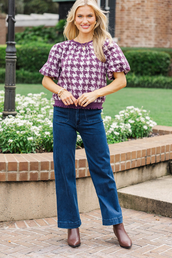 A Subtle Statement Plum Plaid Blouse