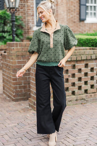 Threaded Thoughts Green Bow Print Blouse