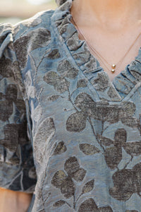 Soft Shadows Charcoal Floral Blouse