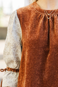 A Touch Of Luxe Mocha Velvet Blouse