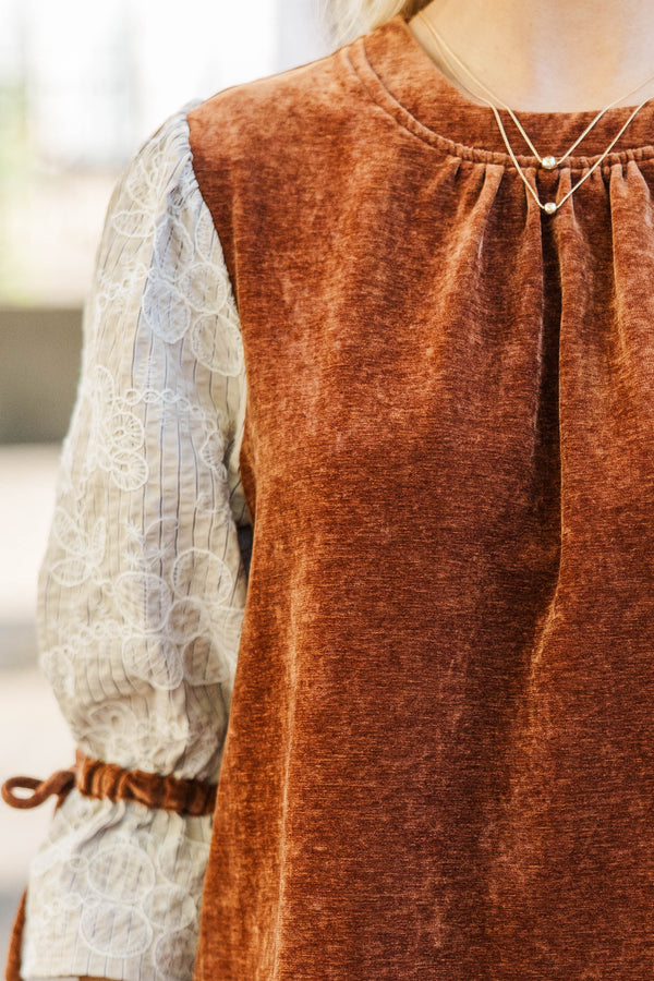 A Touch Of Luxe Mocha Velvet Blouse