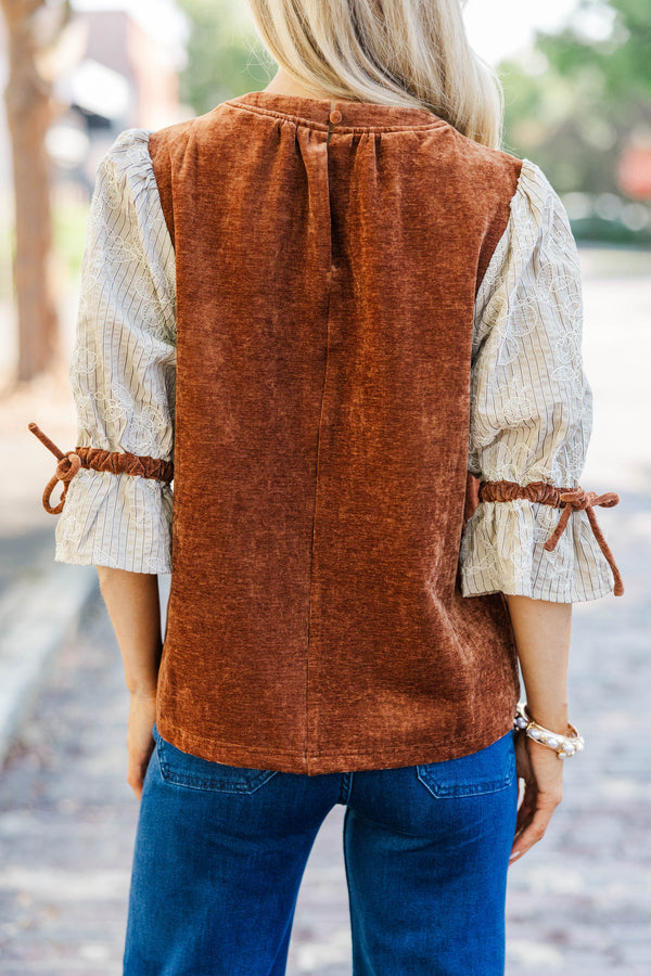 A Touch Of Luxe Mocha Velvet Blouse