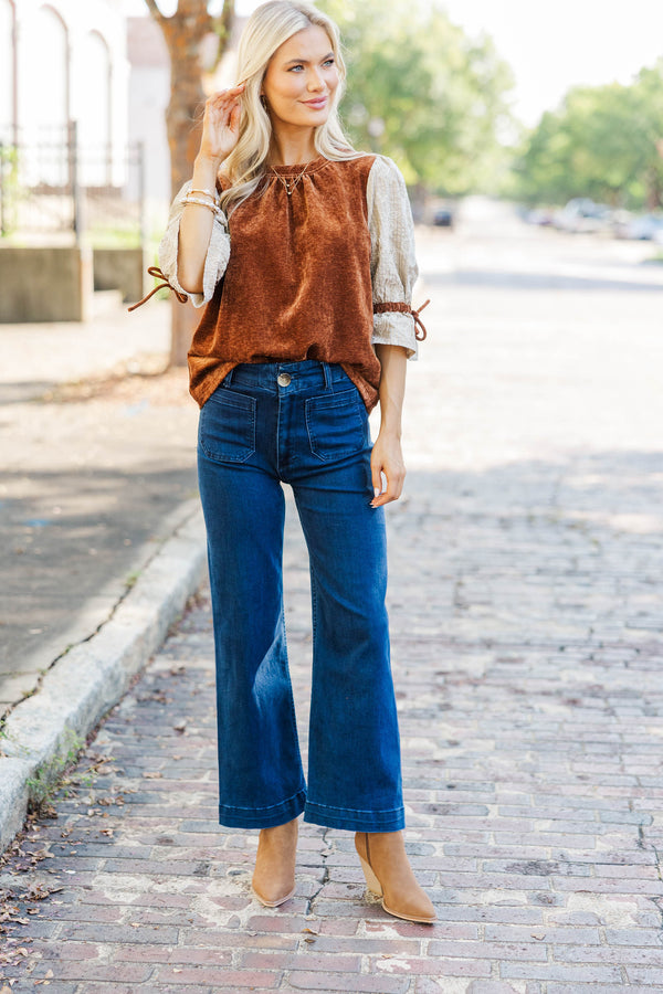 A Touch Of Luxe Mocha Velvet Blouse