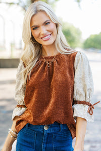 A Touch Of Luxe Mocha Velvet Blouse