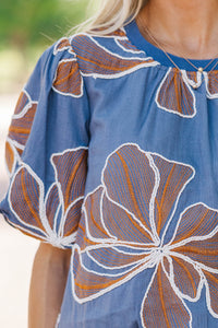 Styled In Stems Blue Floral Blouse