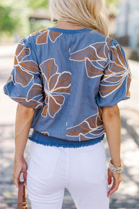 Styled In Stems Blue Floral Blouse