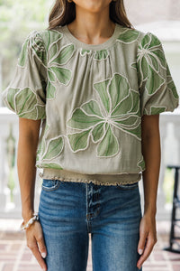 Styled In Stems Olive Floral Blouse