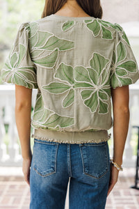 Styled In Stems Olive Floral Blouse