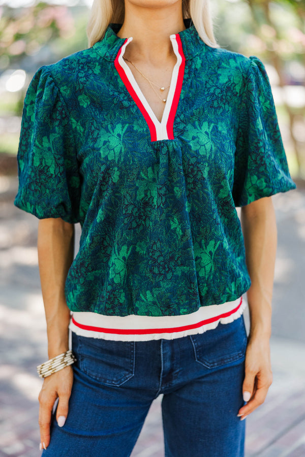 Botanical Balance Green Floral Blouse