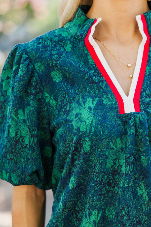 Botanical Balance Green Floral Blouse