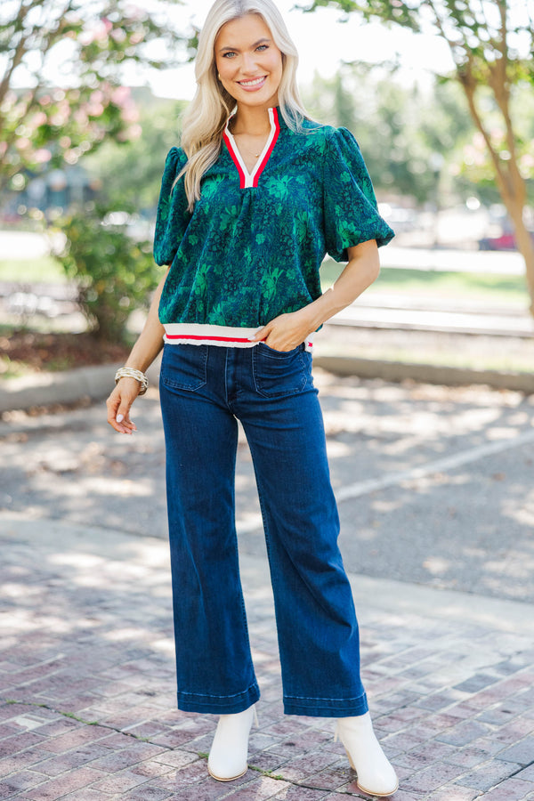 Botanical Balance Green Floral Blouse