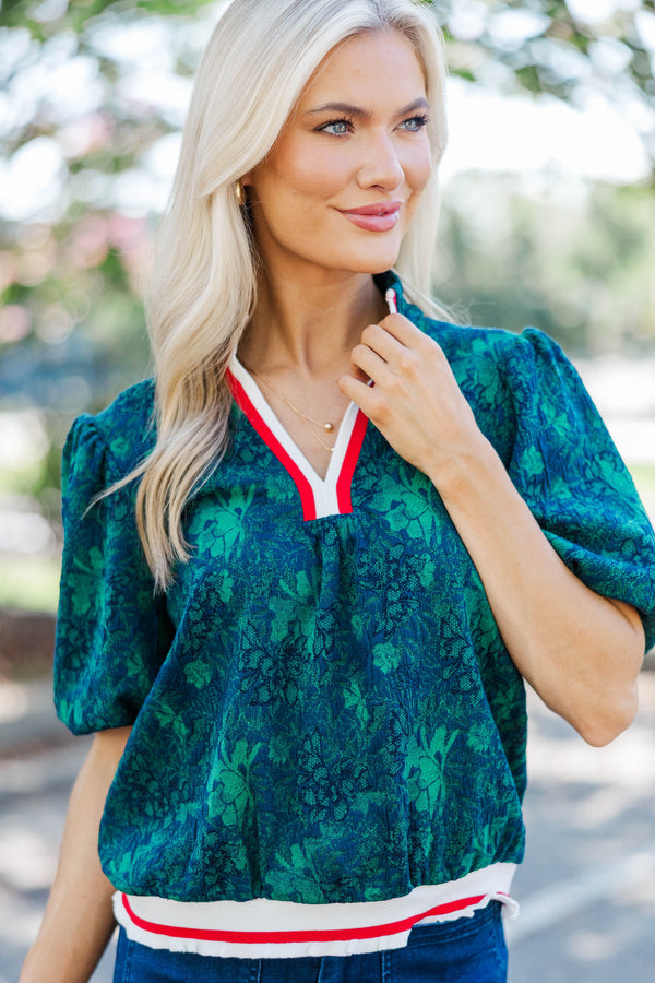 Botanical Balance Green Floral Blouse