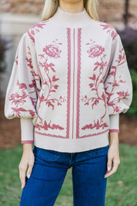 The Slow Mornings Mauve Floral Sweater