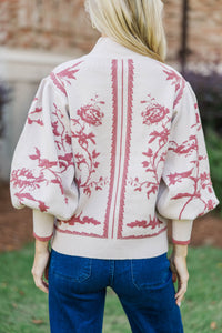 The Slow Mornings Mauve Floral Sweater