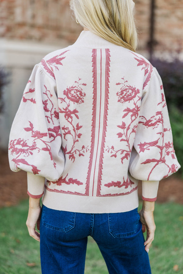 The Slow Mornings Mauve Floral Sweater
