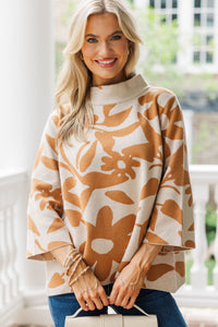 Wildflower Wonders Camel Floral Sweater