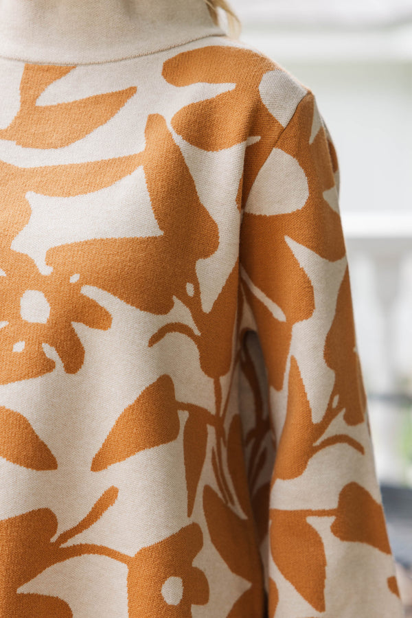Wildflower Wonders Camel Floral Sweater