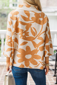 Wildflower Wonders Camel Floral Sweater