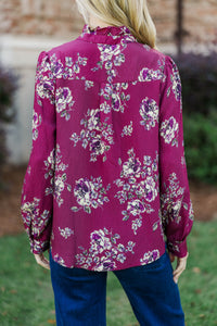 After The Rain Burgundy Floral Blouse