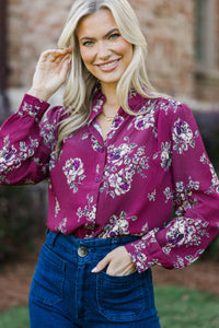 After The Rain Burgundy Floral Blouse
