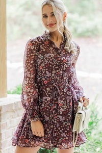 Out Of The Garden Brown Ditsy Floral Dress