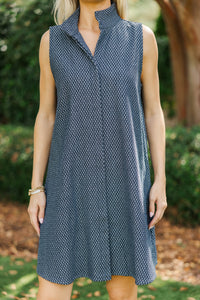 Catch Me Later Navy Ditsy Floral Dress