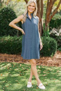 Catch Me Later Navy Ditsy Floral Dress