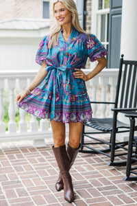 Still Sunny Out Teal Floral Dress