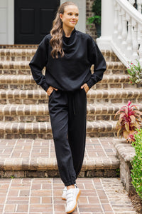 Working Late Black Long Sleeve Top