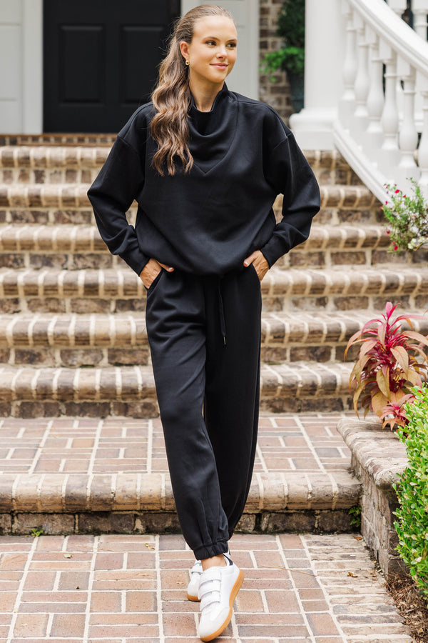 Working Late Black Long Sleeve Top