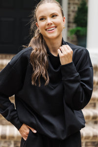 Working Late Black Long Sleeve Top