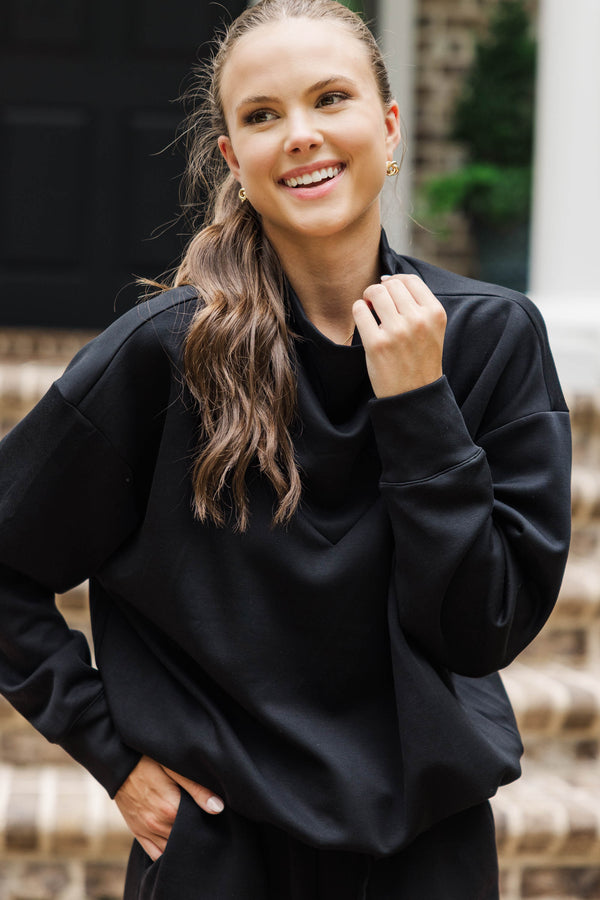 Working Late Black Long Sleeve Top