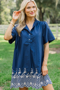 Sweet Melody Navy Embroidered Dress