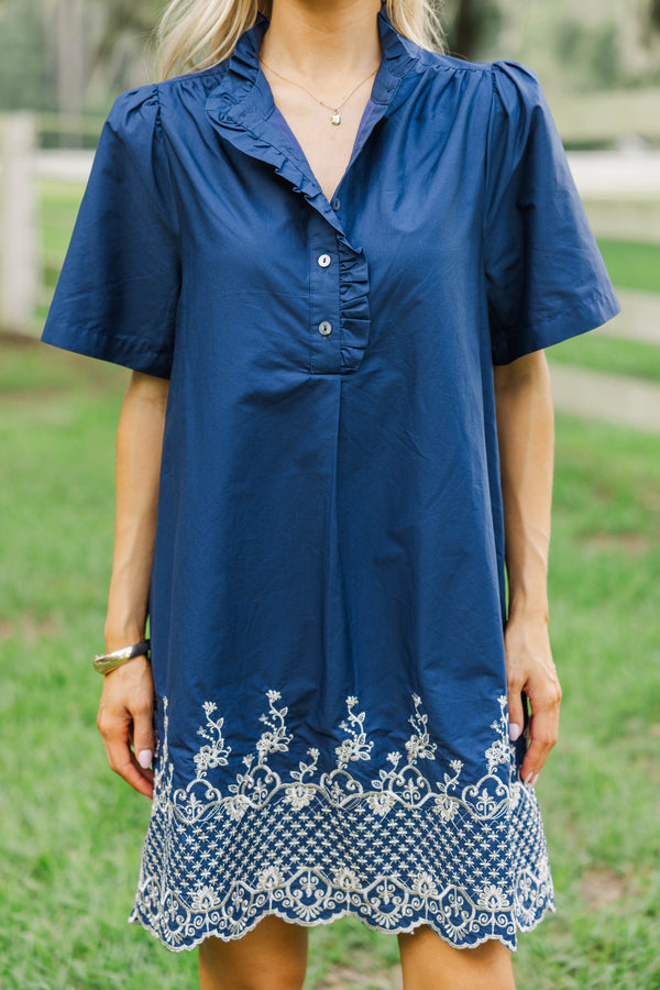 Sweet Melody Navy Embroidered Dress
