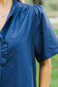 Sweet Melody Navy Embroidered Dress