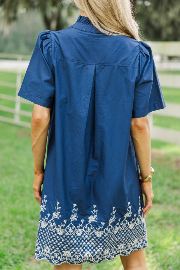 Sweet Melody Navy Embroidered Dress