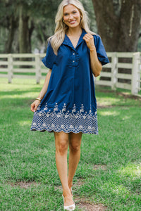 Sweet Melody Navy Embroidered Dress