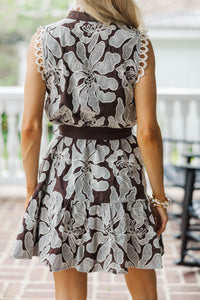 Endless Possibilities Brown Embroidered Dress