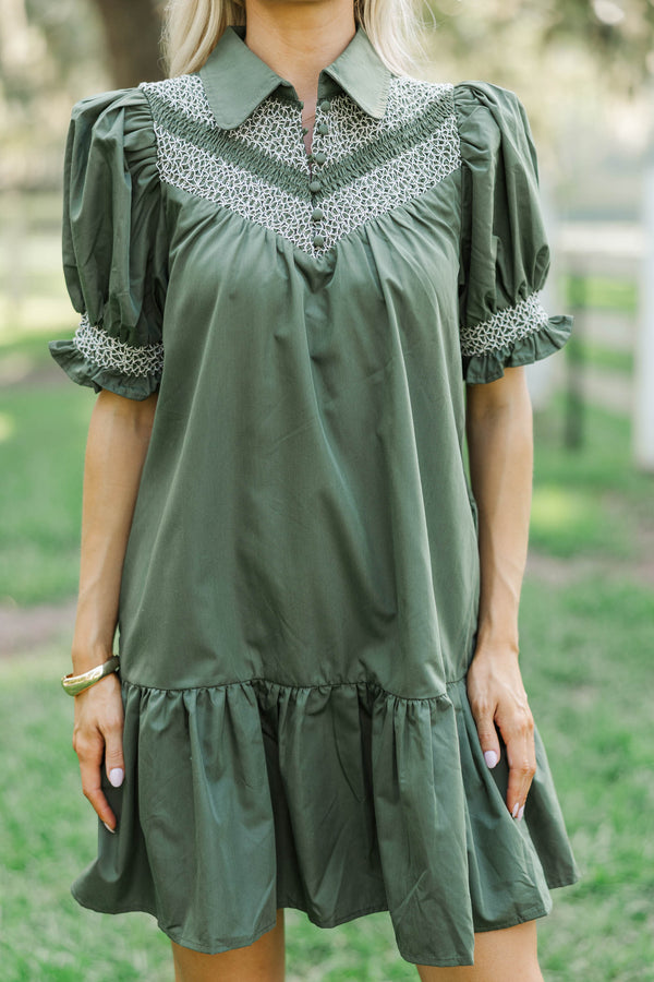 Life Goes On Olive Babydoll Dress