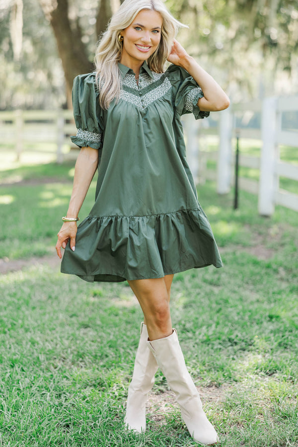 Life Goes On Olive Babydoll Dress