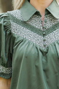 Life Goes On Olive Babydoll Dress