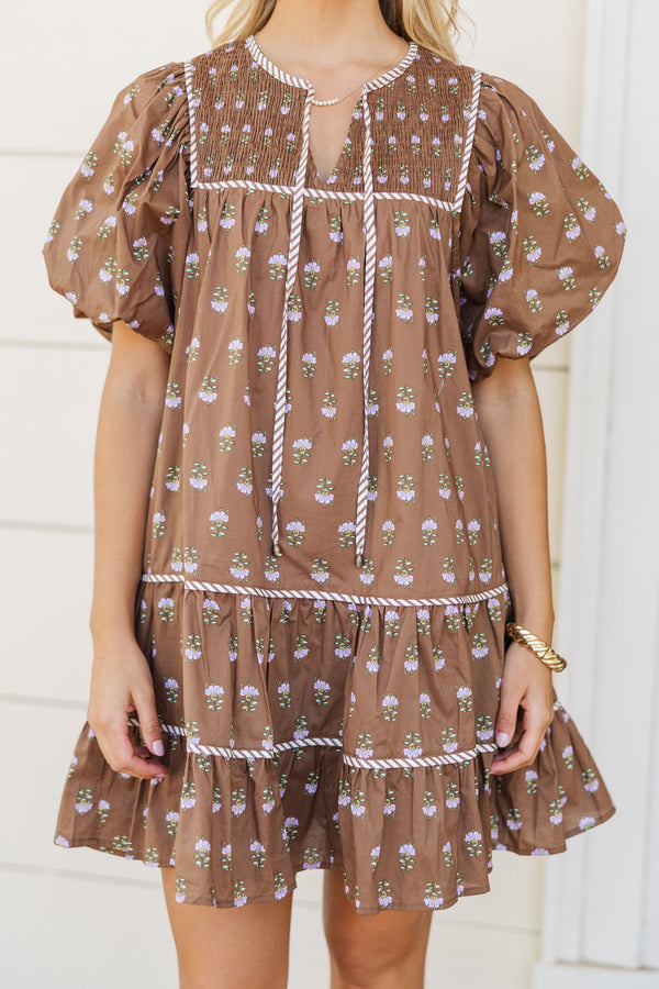 Just Say Yes Brown Ditsy Floral Dress Shop the Mint Just Say Yes Brown Ditsy Floral Dress Shop the Mint