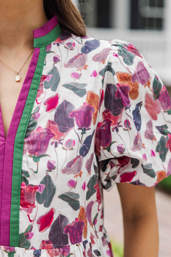 Why Not Now Plum Floral Dress